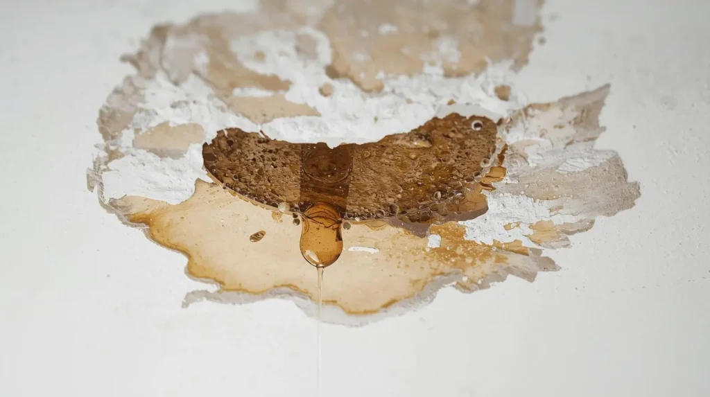 Daklekkage zichtbaar aan plafond – schade door versleten dak