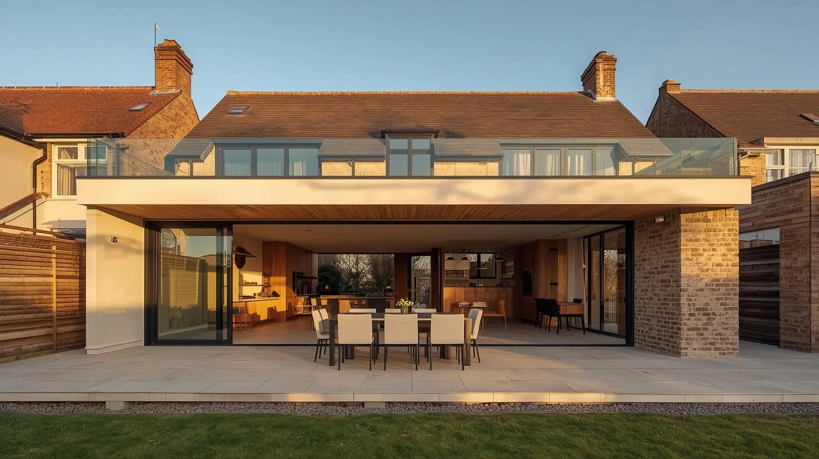 Uitbouw van een woning met extra leefruimte en moderne afwerking